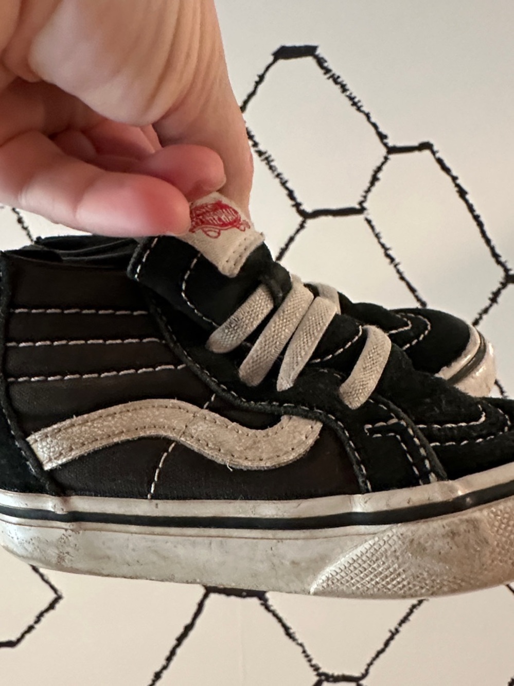 Vans Black and White High-Top Kids Sneakers